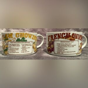 Vintage 1970s Clam Chowder & French Onion Soup Mugs
